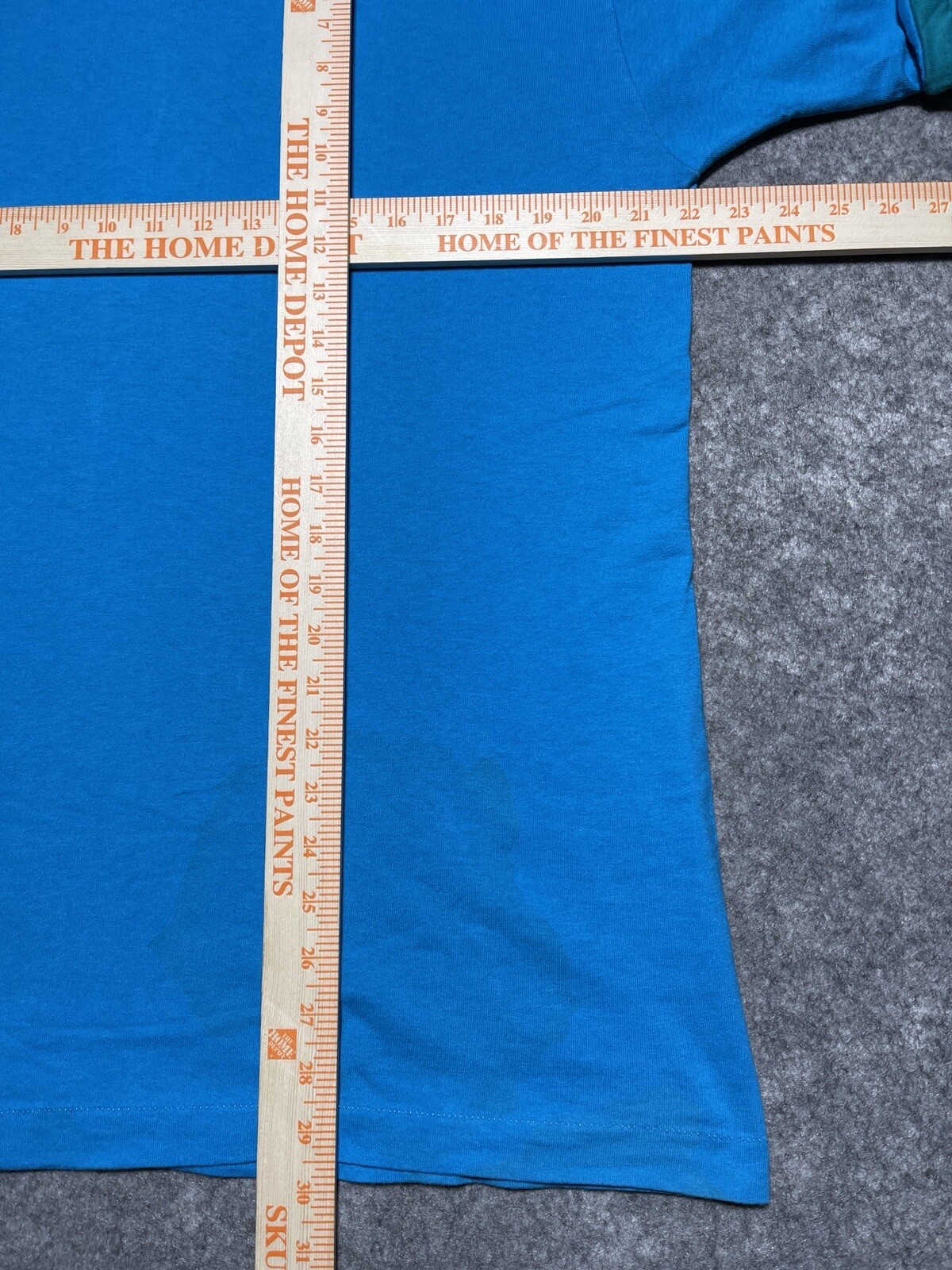 Vtg DISTRESSED Blue Single Stitch 1990’s Shirt sleeve cuff collar Blank L Skate