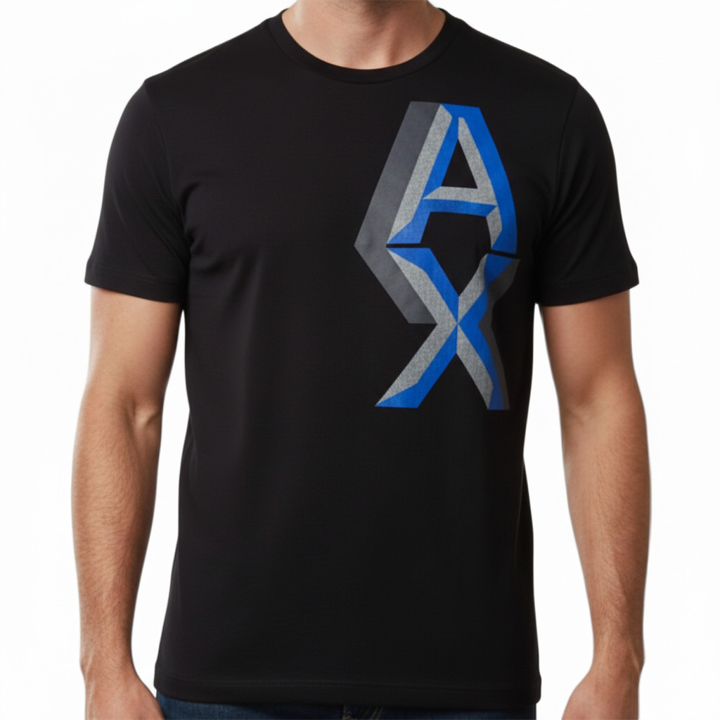 $50 ARMANI EXCHANGE Black AX-09 Short Sleeve Slim Fit Designer Mens T-shirt NWT