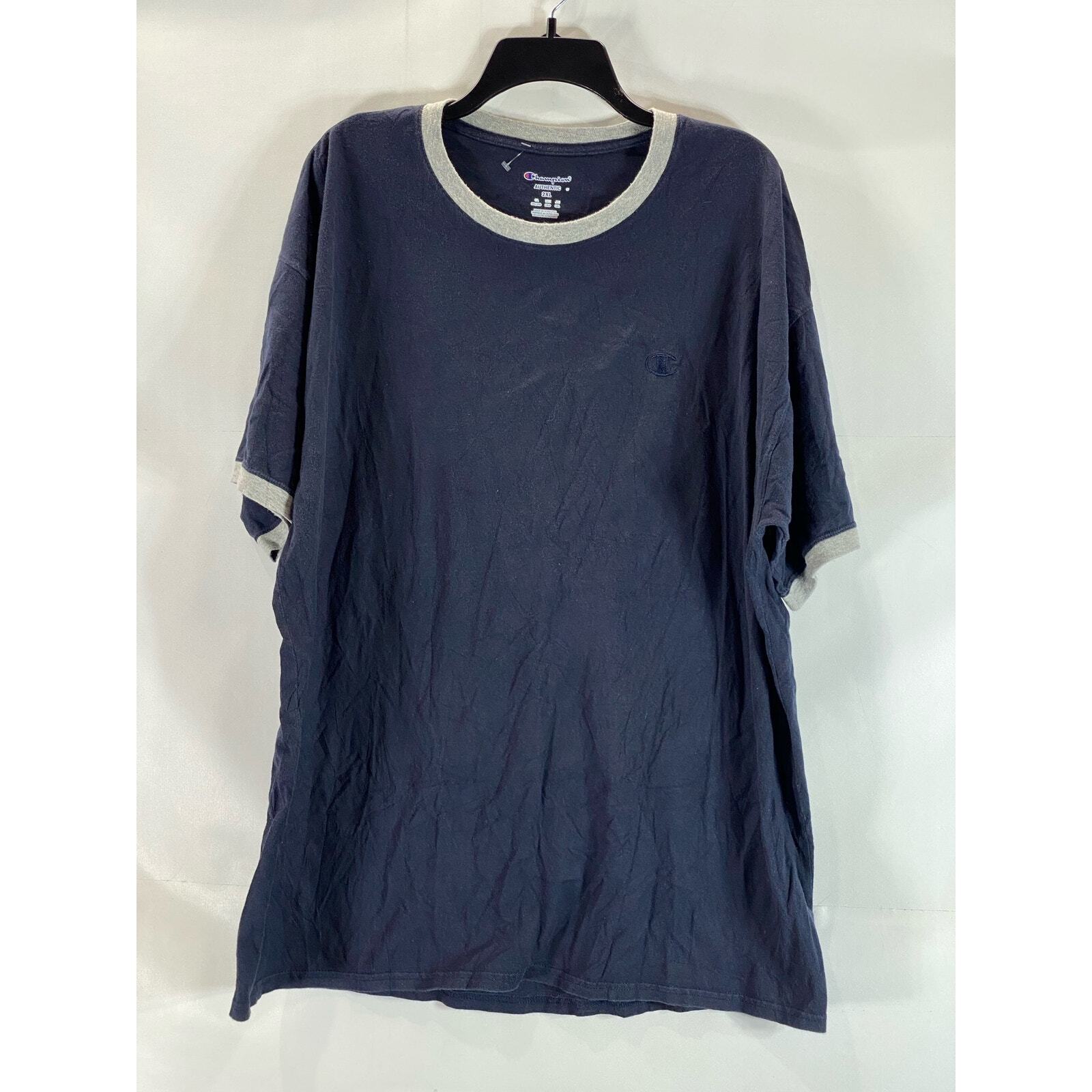 CHAMPION Men’s Navy Authentic Crewneck Short Sleeve Sportswear T-Shirt SZ 2XL