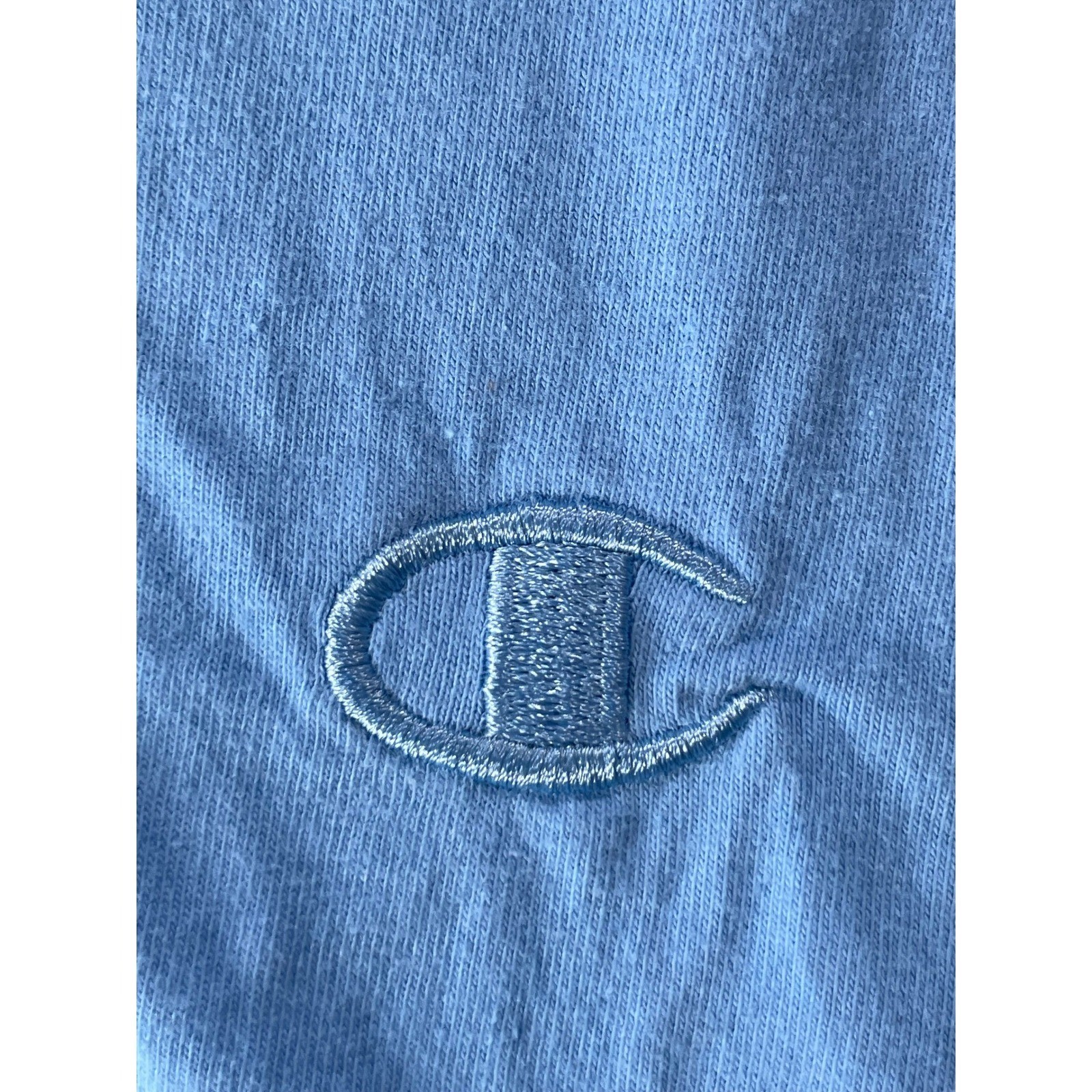 Champion Mens Large T-Shirt Light Blue Embroidered Logo Short Sleeve Tee