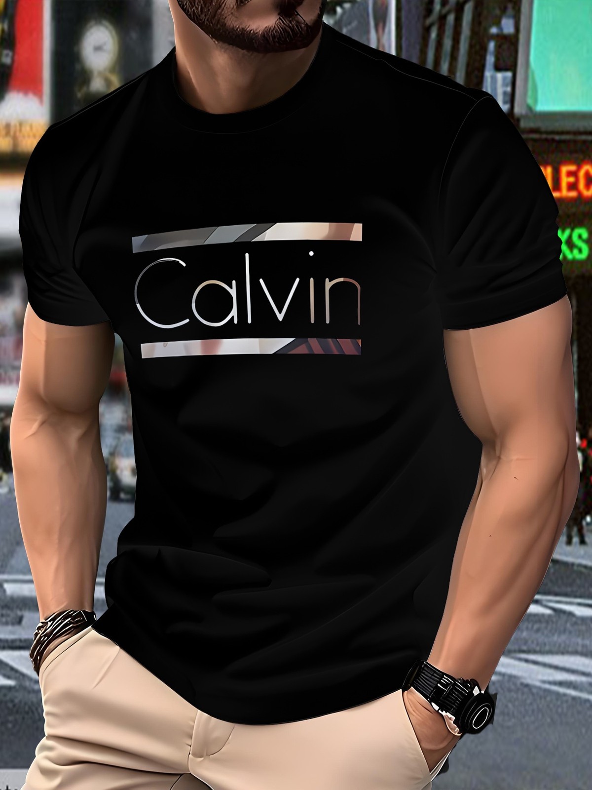 Men’S 3D Digital Print Short-Sleeve T-Shirt, Breathable Round-Neck Top for All