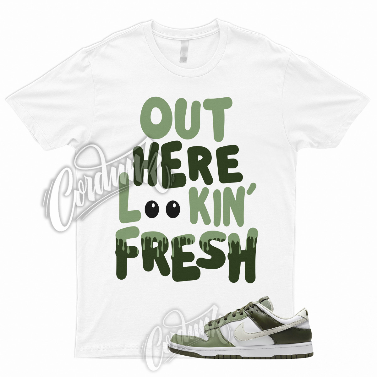 FRESH T Shirt to Match Dunk Low White Oil Green Cargo Khaki Light Bone Olive 1
