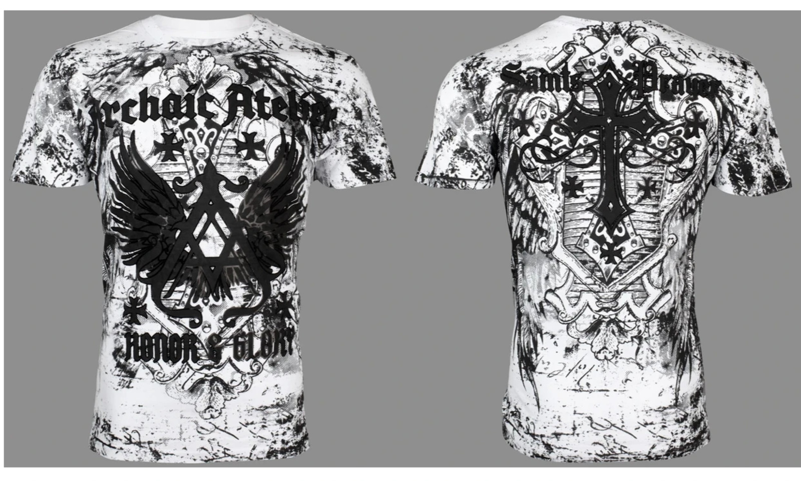 Archaic By Affliction Men’s T-Shirt ACHILLES White Wings Biker S-4XL