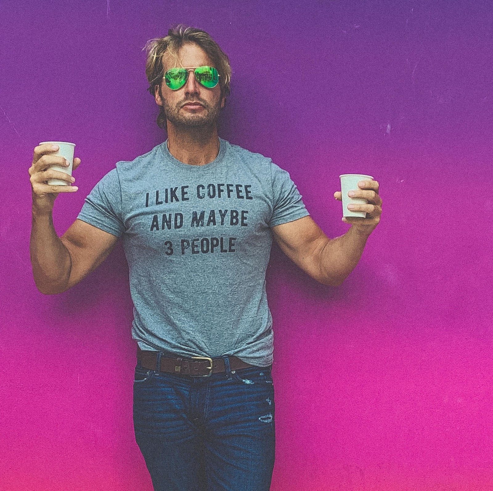 Mens I Like Coffee And Maybe 3 People Funny Graphic Sarcastic Novelty T Shirt