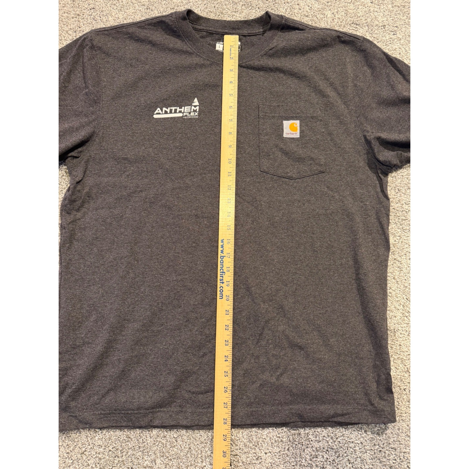 Carhartt T-Shirt Mens L Gray K87 Loose Fit Anthem Flex Herbicide FMC Pocket Tee*
