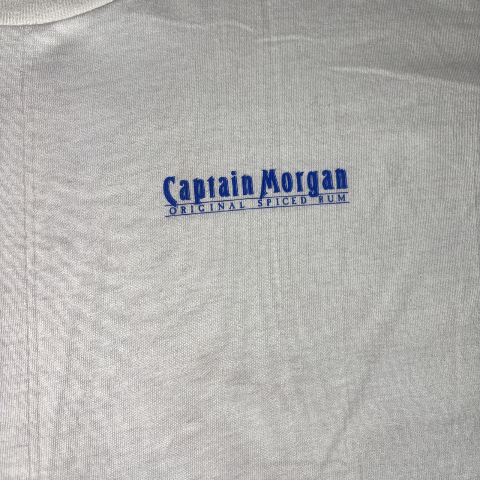 Vintage Y2k Captain Morgan Rum White Mens XL The Captain Was Here Pirate T-Shirt