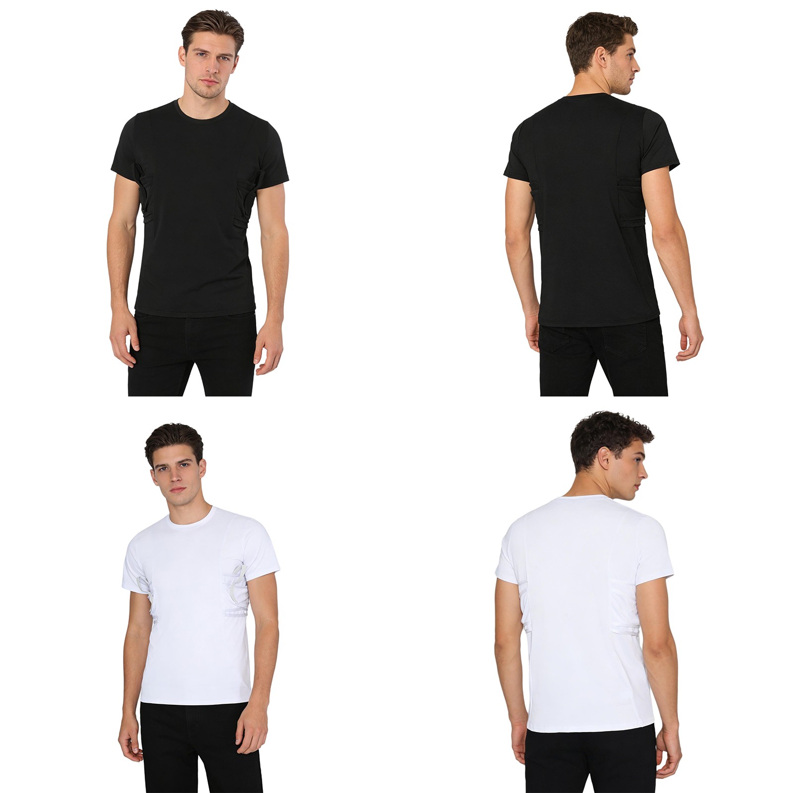 Men Conceal Carry Shirt Round Neck Short Sleeve Stretchy T-shirt Undershirt