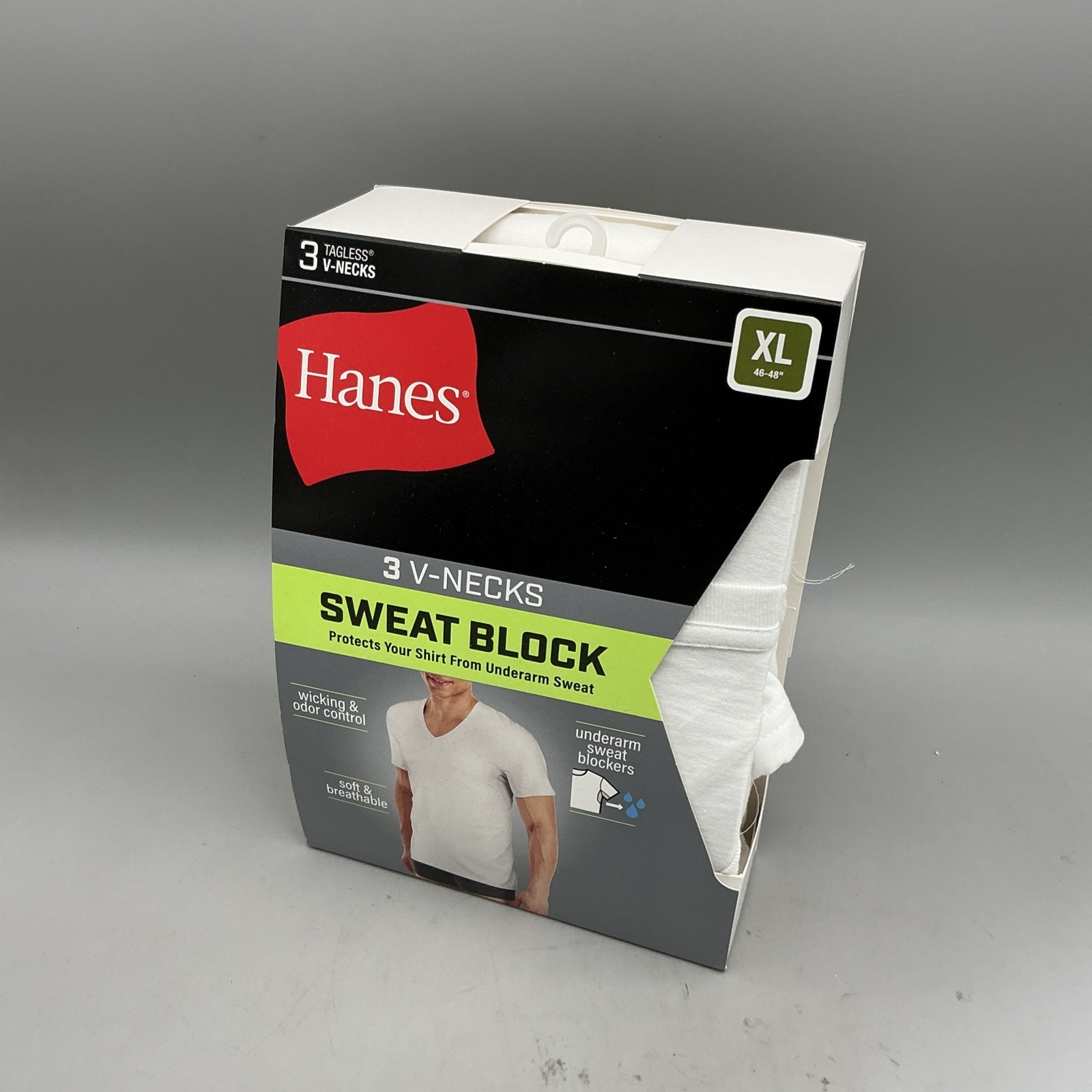 Hanes Mens Sweat Block Undershirt White V-Neck Size XL Brand New