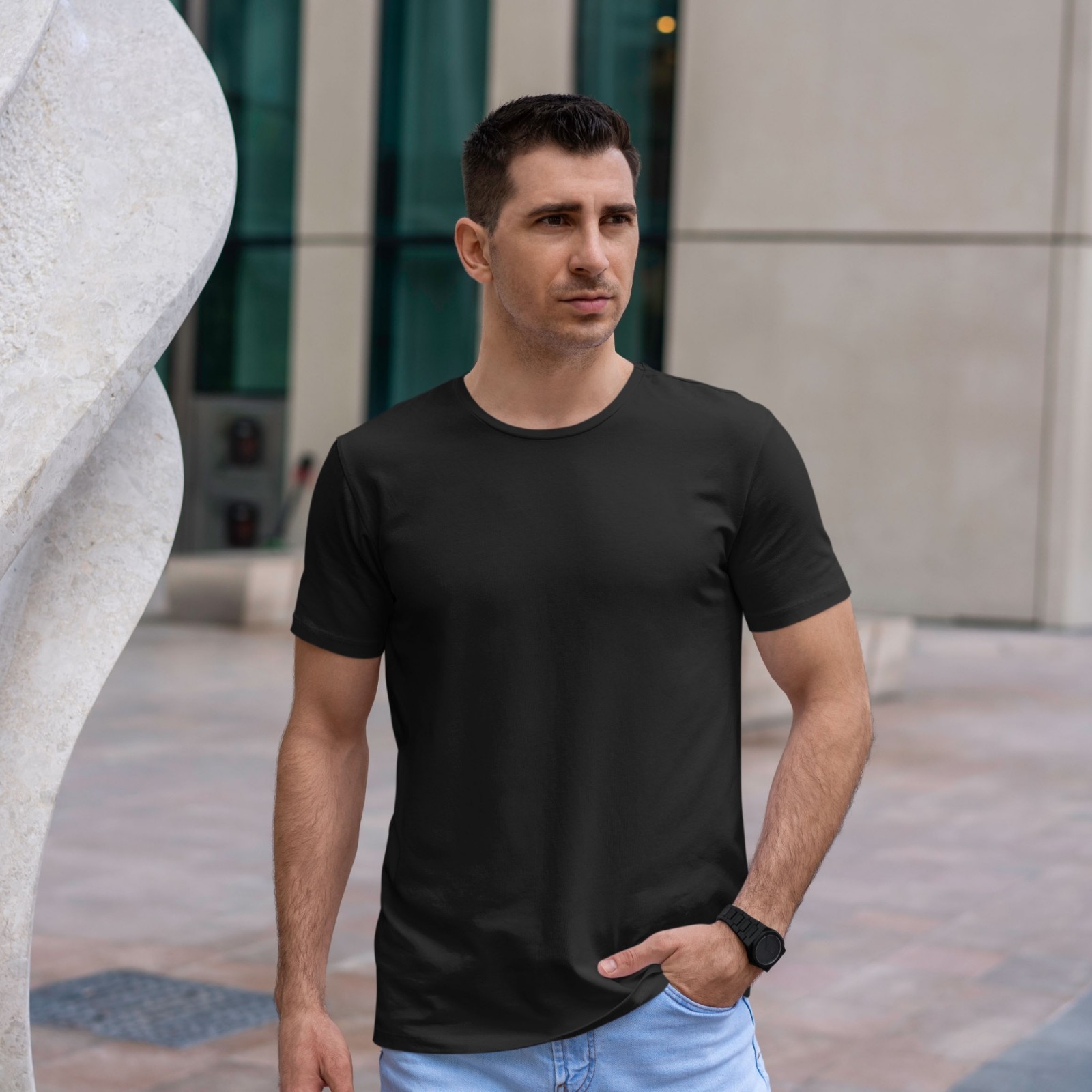 Men’s Heavy Cotton T-Shirt Short Sleeves Crew Neck Plain Blank Tee Pack of 5