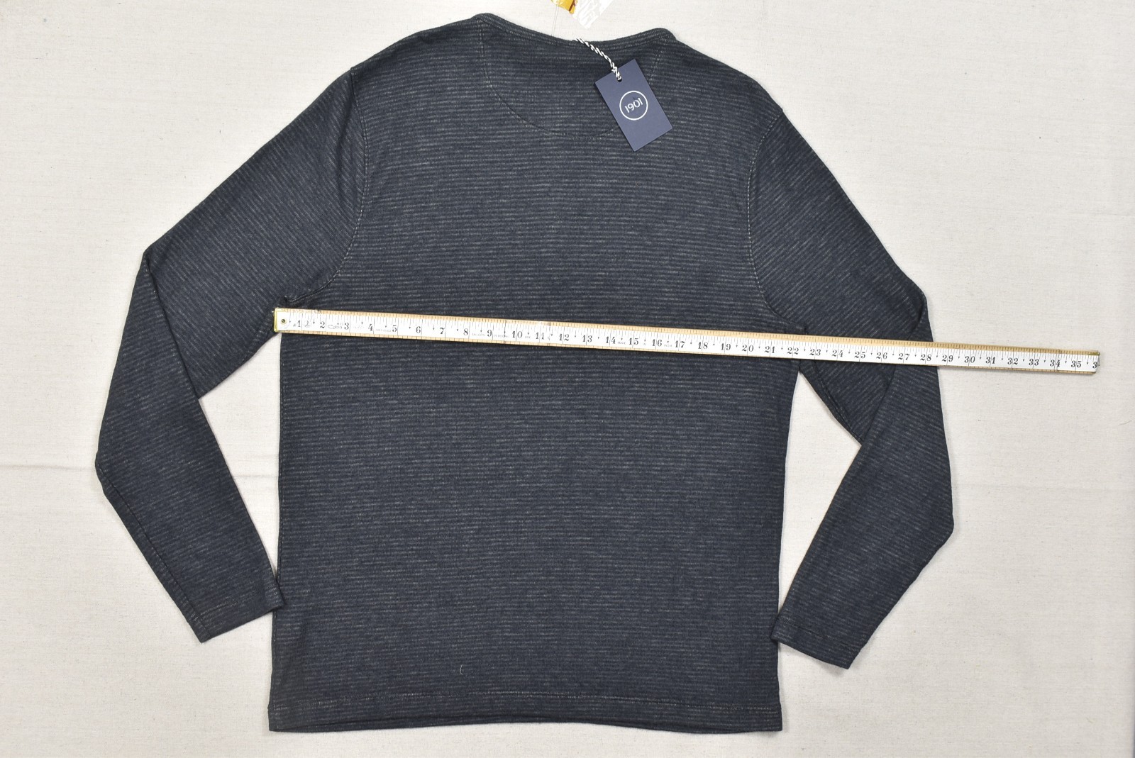 1901 Nordstrom Men Large Gray Shadow White Texture Henley Long Sleeve Shirt NWT