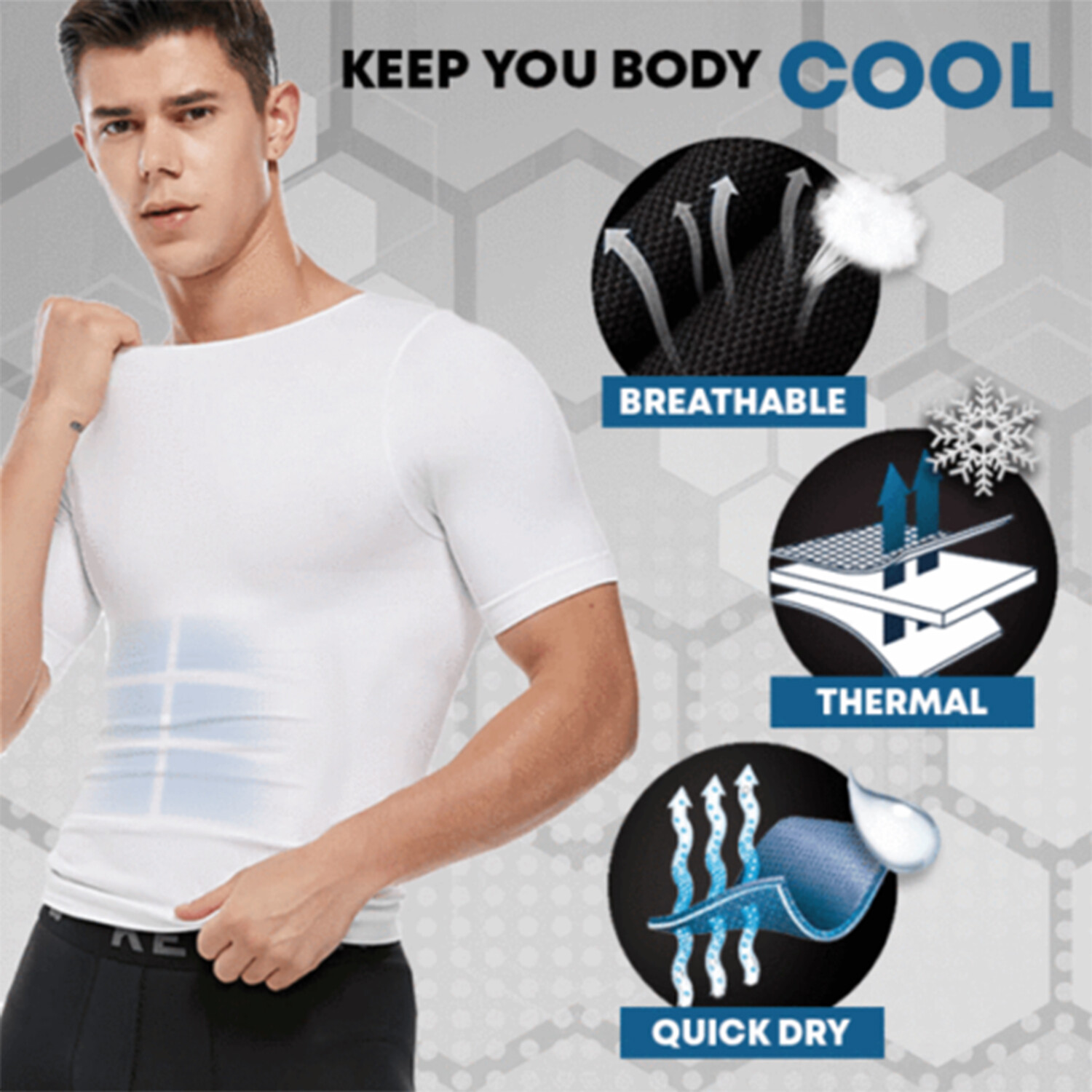 SecondSkin Men’s Shaper Cooling T-Shirt Compression Shirt Slimming Shapewear US