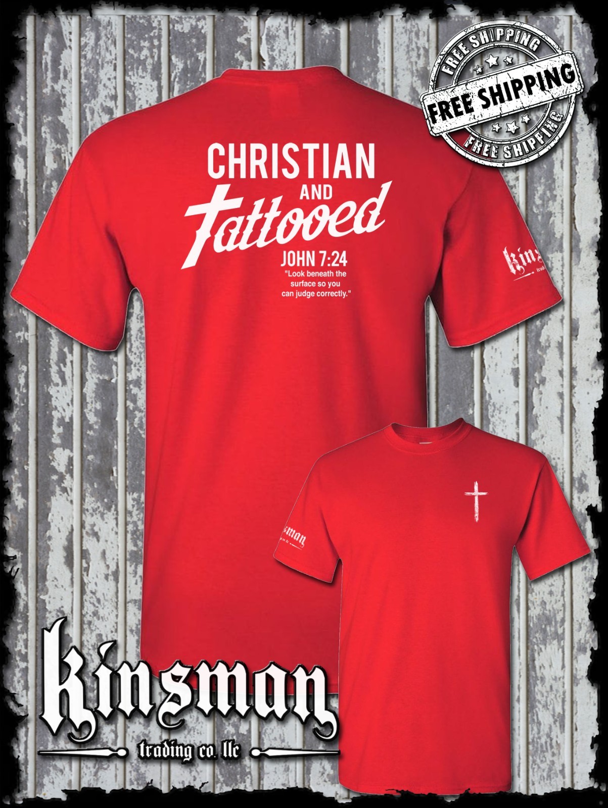 Christian and Tattooed 2-Sided T-Shirt – Religious Jesus Christ God Spiritual