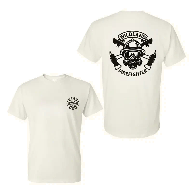 Wildland Firefighter Crossed Axes Helmet T-Shirt Fire Dept Graphic Tee