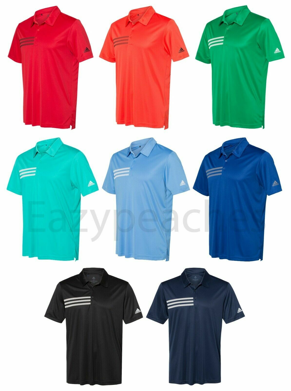 ADIDAS Mens 3-Stripes Chest Dri-fit Golf Polo Sport Shirts Size S-4XL NEW A324