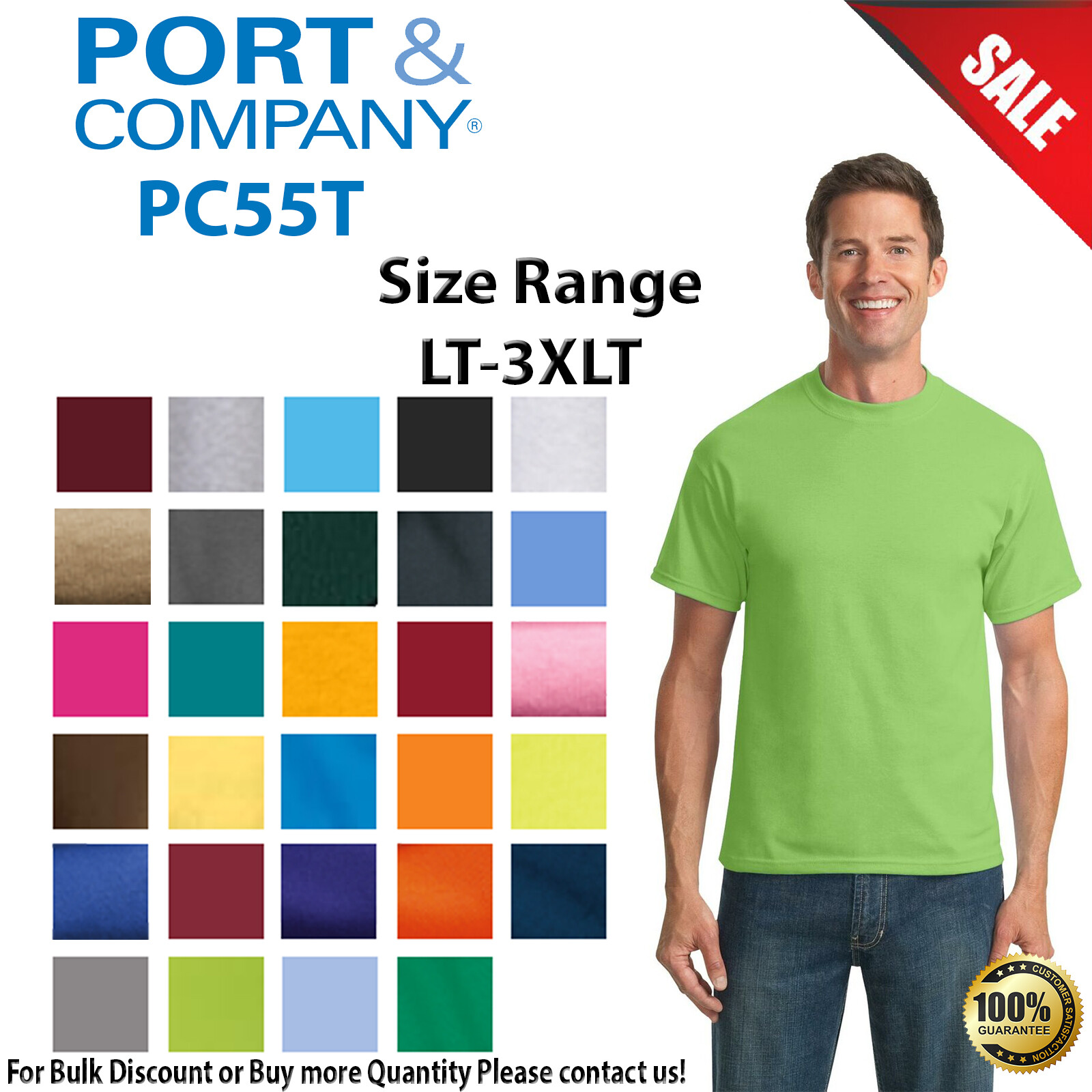 Port & Company PC55T Mens Big & Tall Short Sleeve Core Blend Crew Neck Tee