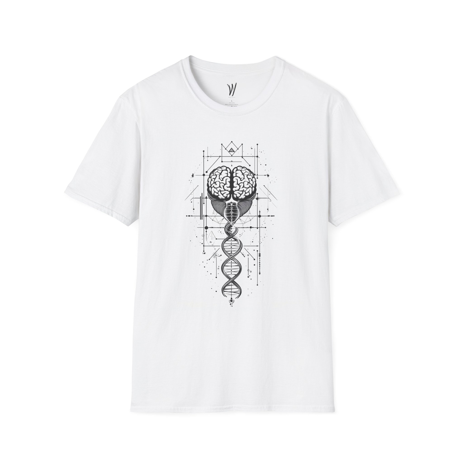 Geometric Brain DNA T-Shirt, Artistic Unisex Tee, Science Gift, Unique Design,