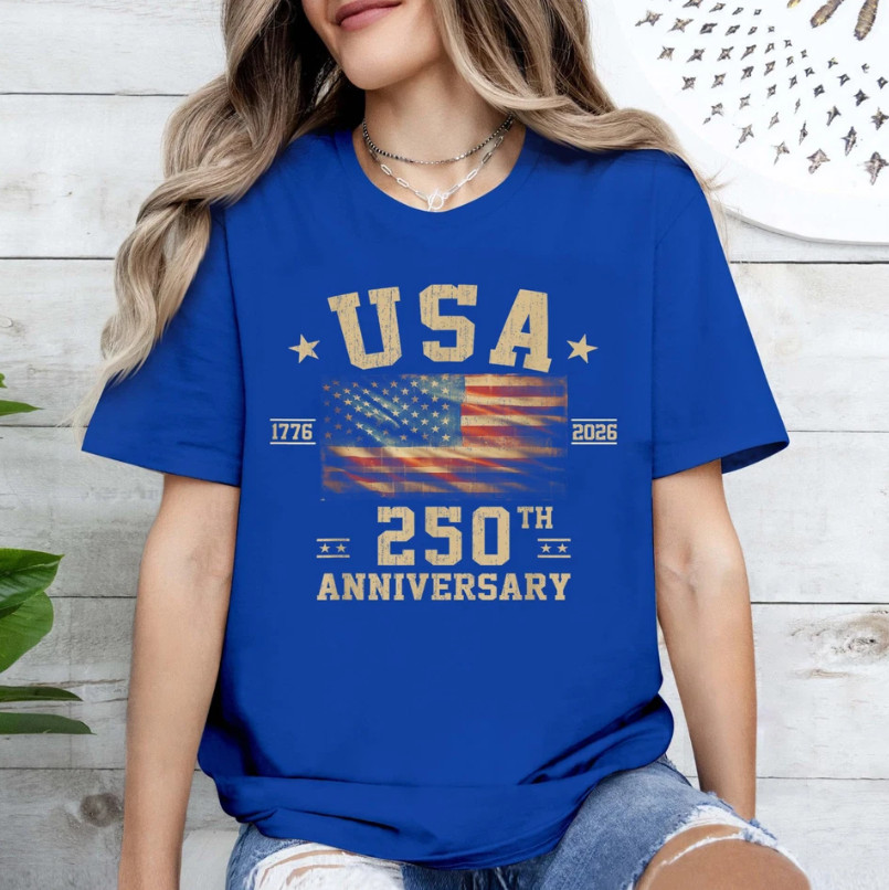 America US Flag Patriotic 250th Anniversary USA 4th of July T-Shirt