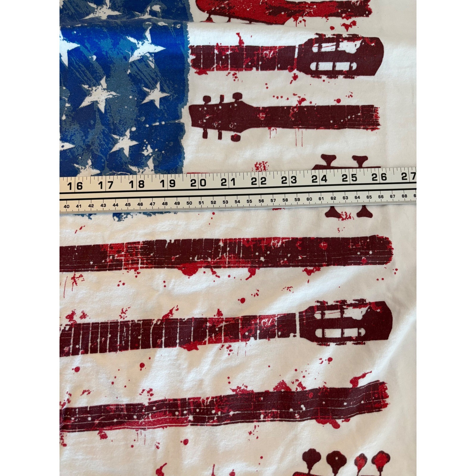 KingSize Mens 8XL White Guitar American Flag Graphic T-Shirt Big and Tall Cotton