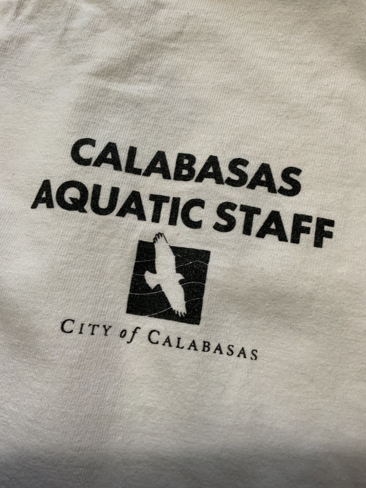 Calabasas Aquatic Staff City Lifeguard Swimming White Graphic L/S T-Shirt Sz. M