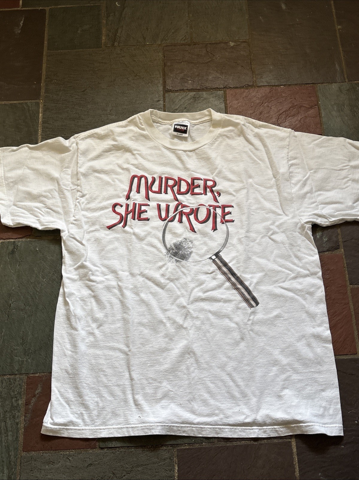 Vintage 1994 Tultex White Murder She Wrote Rare T Shirt Extra Large XL Fast S/H
