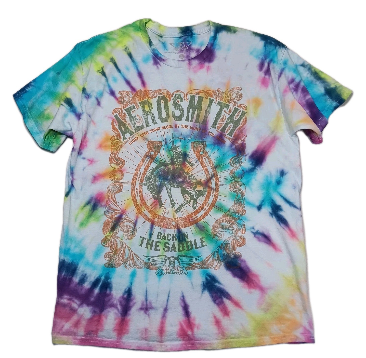 Hand-Dyed XL Aerosmith Band T-Shirt Upcycled Tie-Dye ‘Back In The Saddle’ Unisex