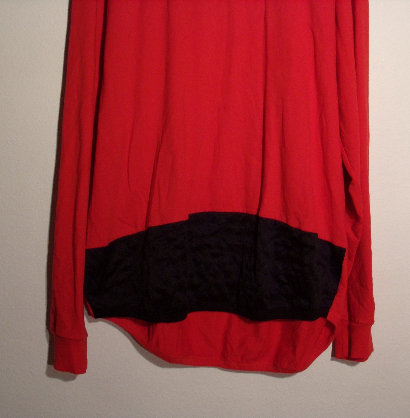 NWT MEN’S 6XL LR SCOOP PREMIUM RED BLK LONG SLEEVE P/O QUILTED TEE T-SHIRT #1390