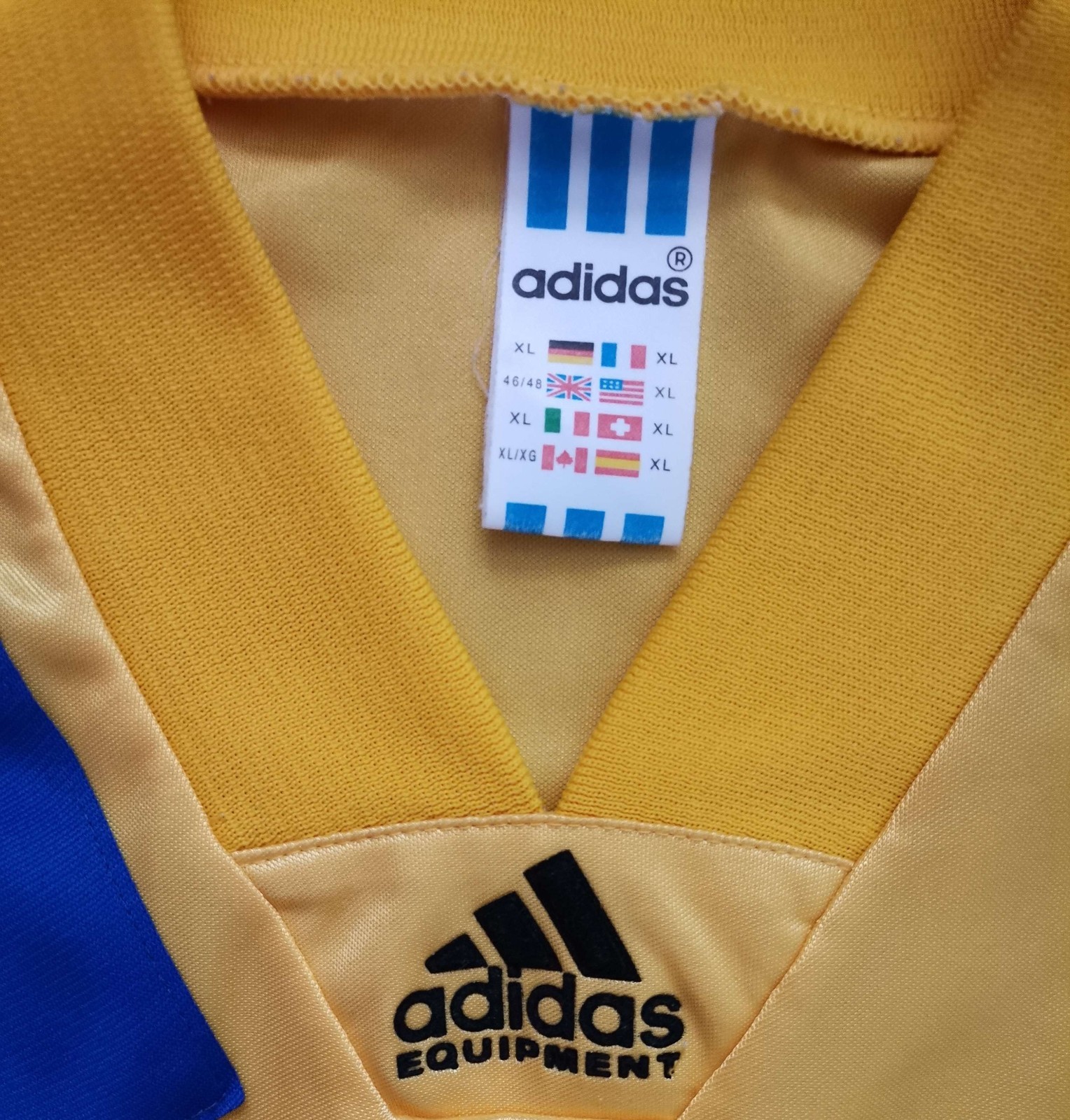 Vintage 90s Adidas Equipment Sweden Football Jersey Size XL Polyester Yellow
