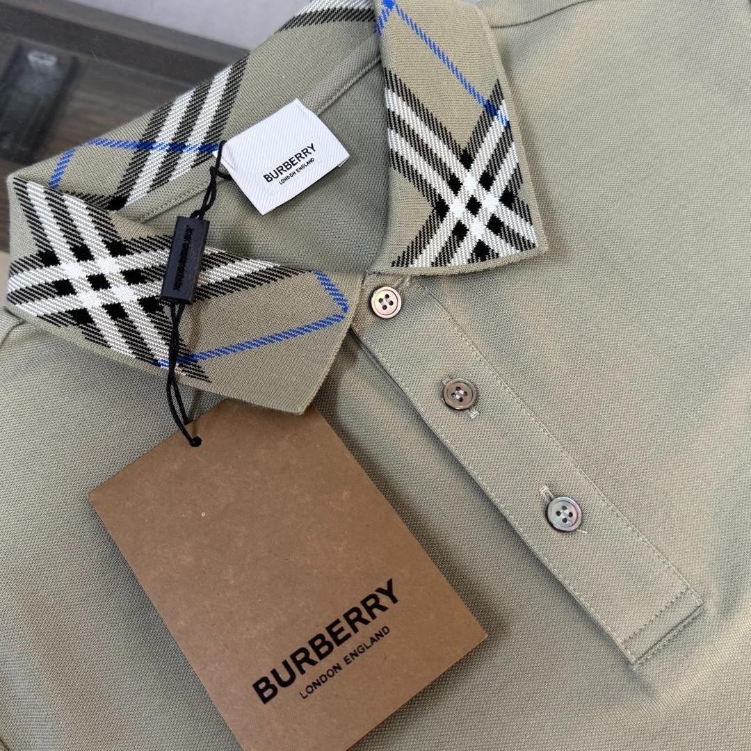 BUR*BERRY Men’s Light Green Short-Sleeve Collared Polo Shirt XL