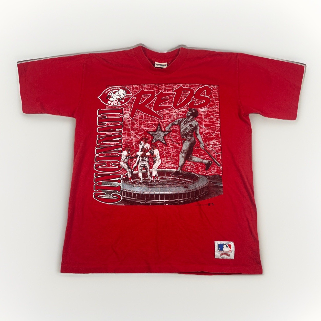 Vintage 1991 Nutmeg Mills Cincinnati Reds Red MLB Baseball T Shirt Size L