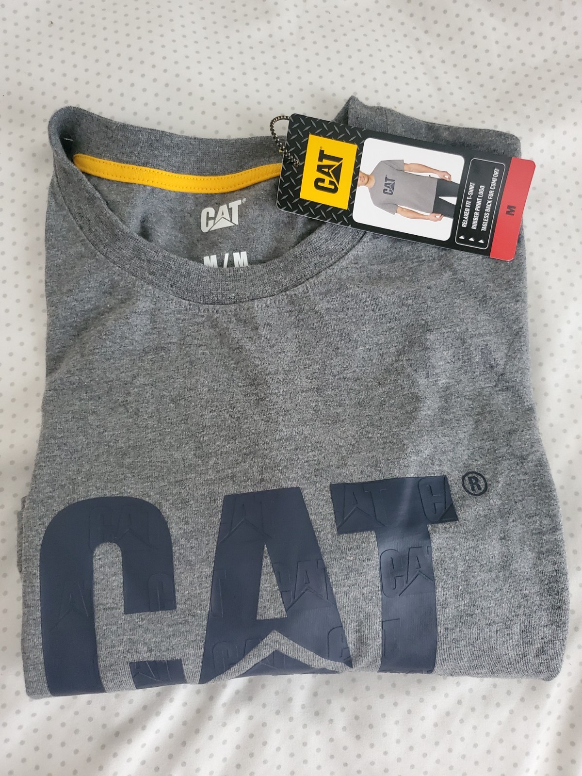 CAT Caterpillar Men’s Relaxed Fit T Shirt, Gray, Medium, Tagless, Rubber Print