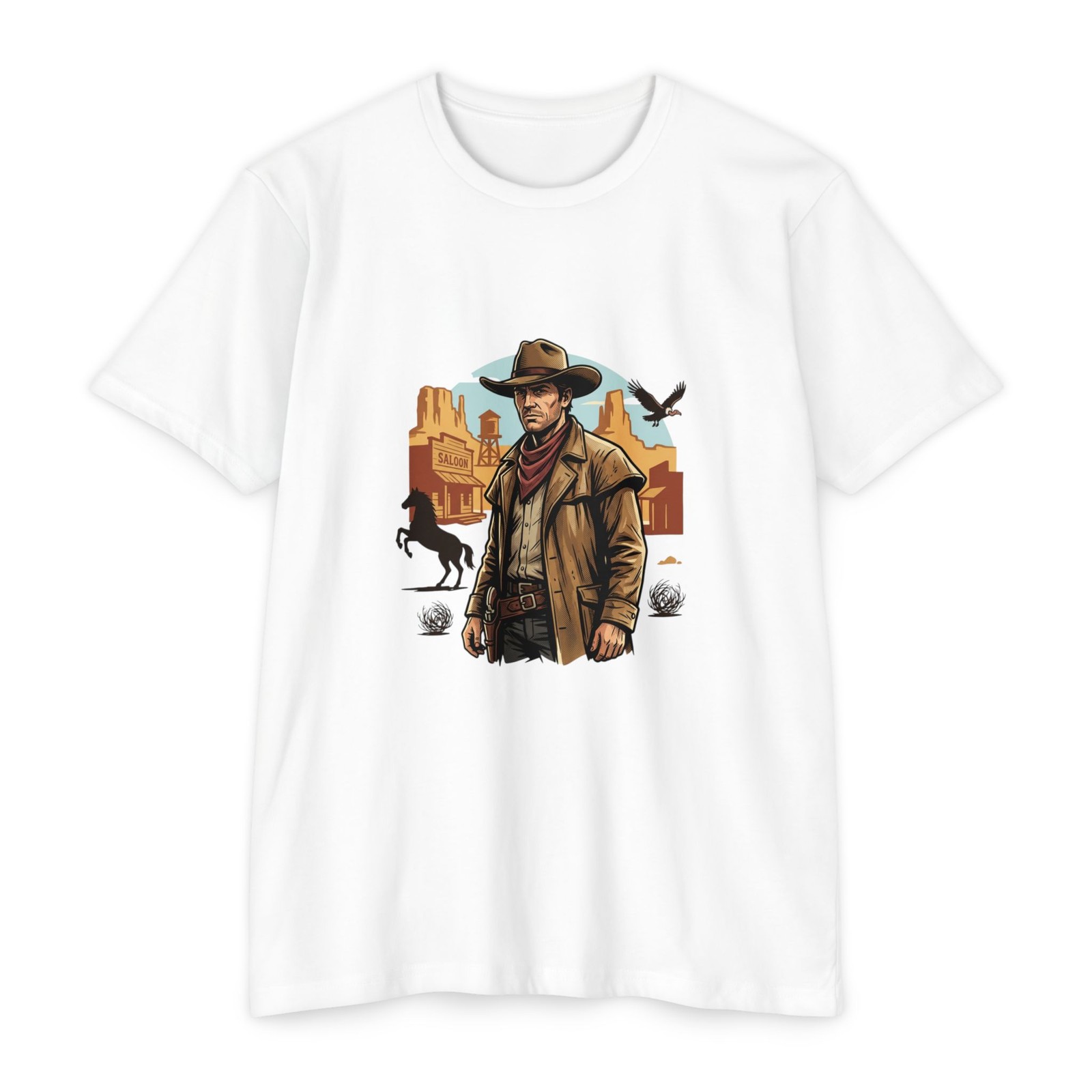 Vintage Cowboy Illustration T-shirt | Western Desert Scene