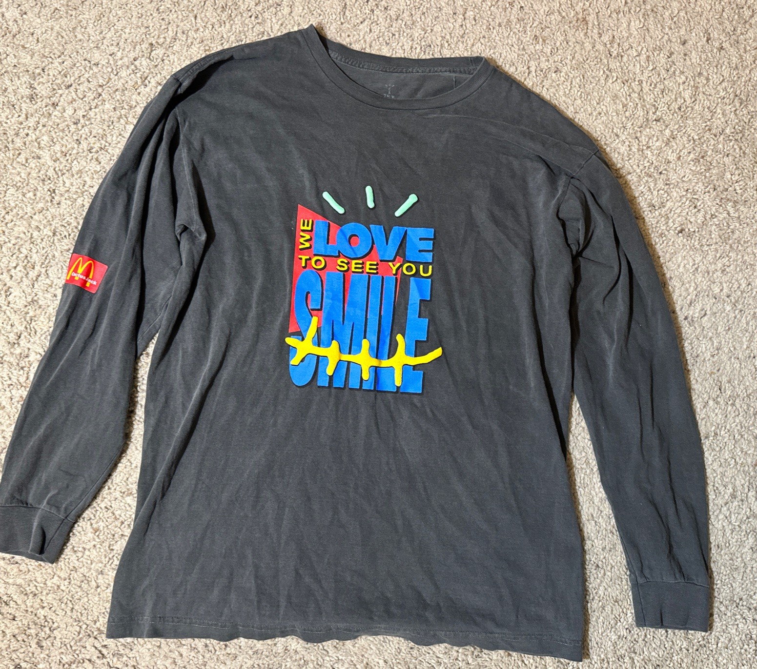 Travis Scott McDonald’s Cactus Jack Shirt “We Love to See You Smile” Size Large