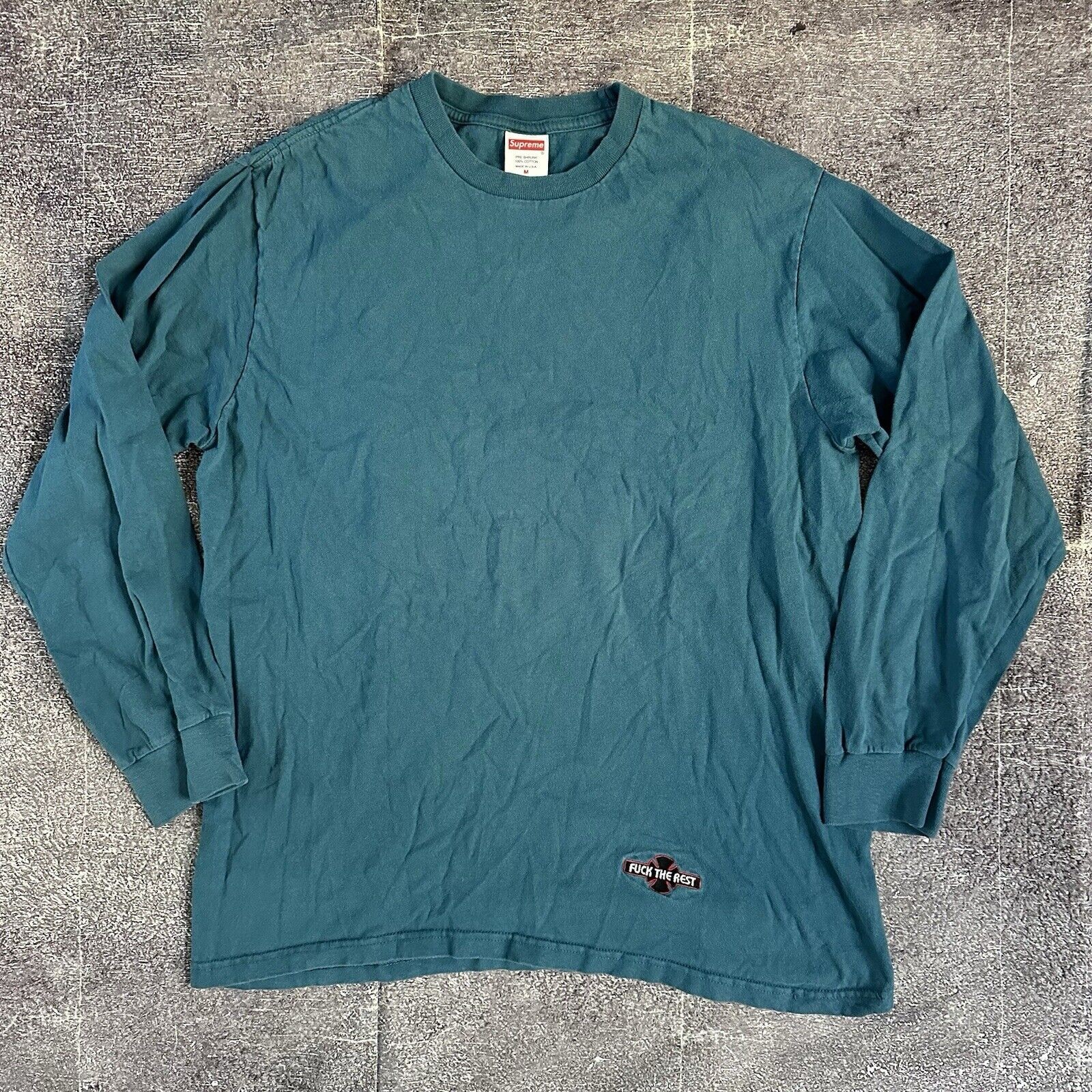 Men’s Supreme X Independent F the Rest Dark Slate Navy Blue L/S T Shirt Tee Sz M