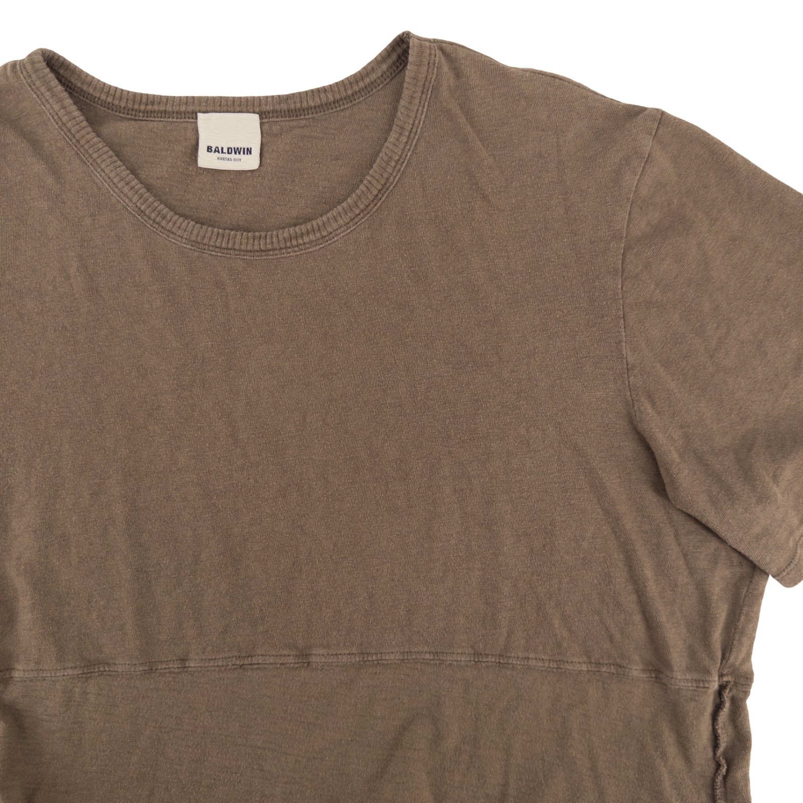 Baldwin KC Mens XL Linen Blend T Shirt Brown Japanese Fabric Designer Basic Tee