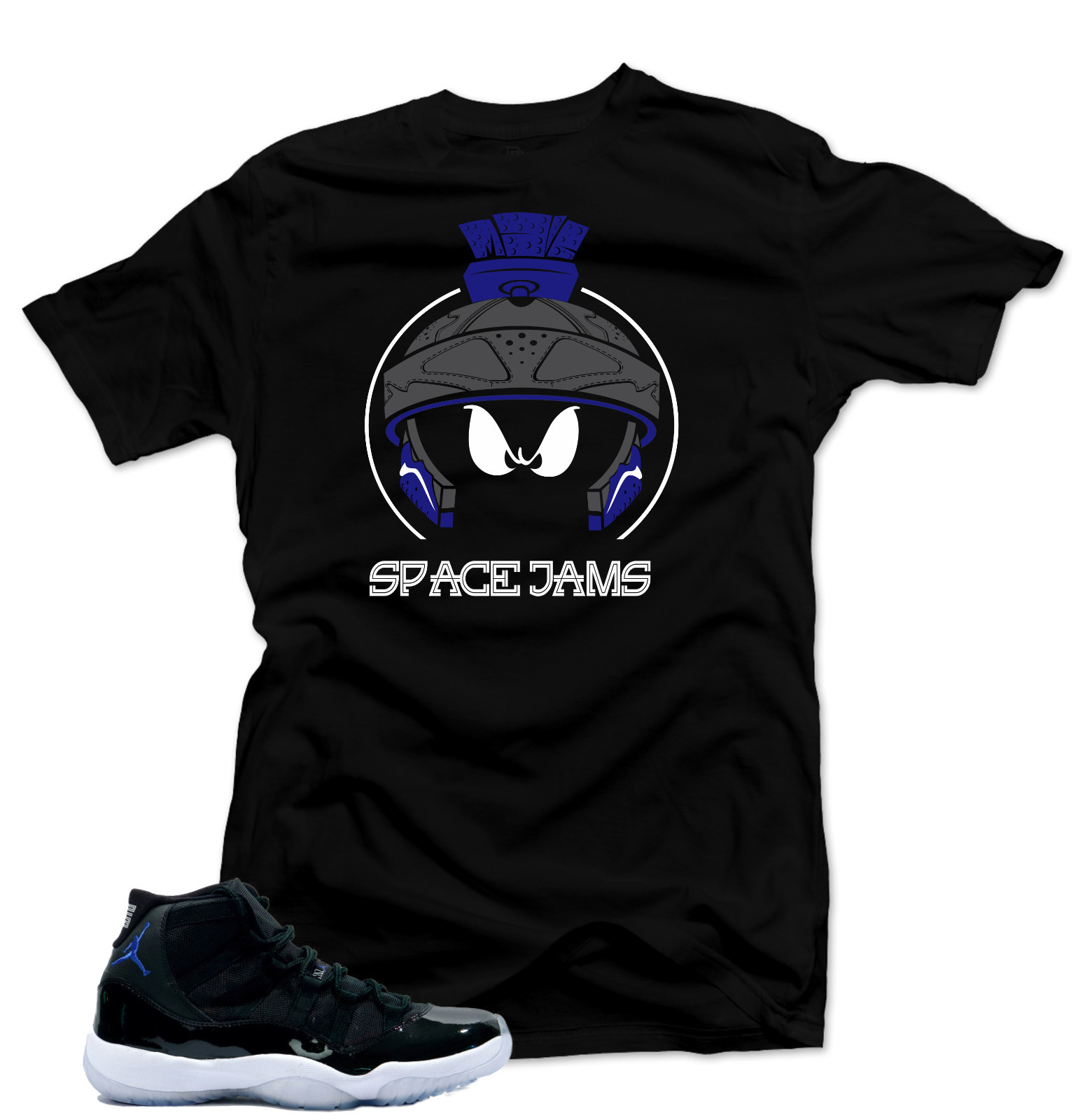 Shirt to match Jordan retro 11 Space Jam Sneakers “Marvin XI” Black Tee