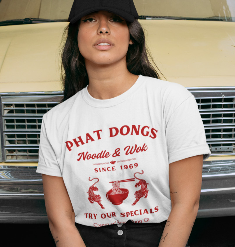 Phat Dongs Funny Chinese Restaurant T-SHIRT Ho Lee Chit Noodle & Wok Food Humor