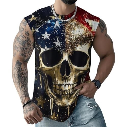 American Flag Graphic 3D Tank Top Moisture Wicking
