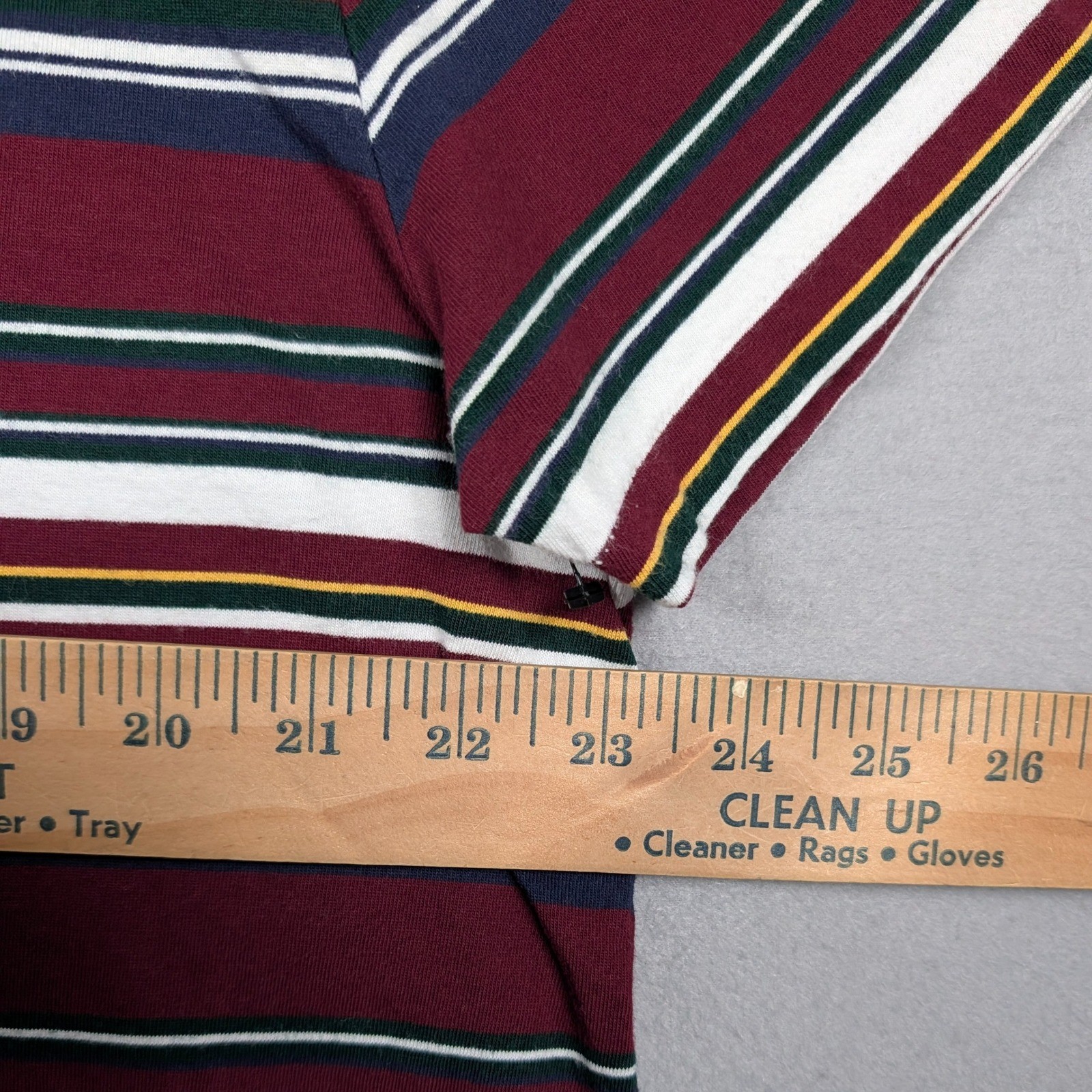 Polo Ralph Lauren T-Shirt Mens Large Burgundy Multi Stripe Classic Fit Pony