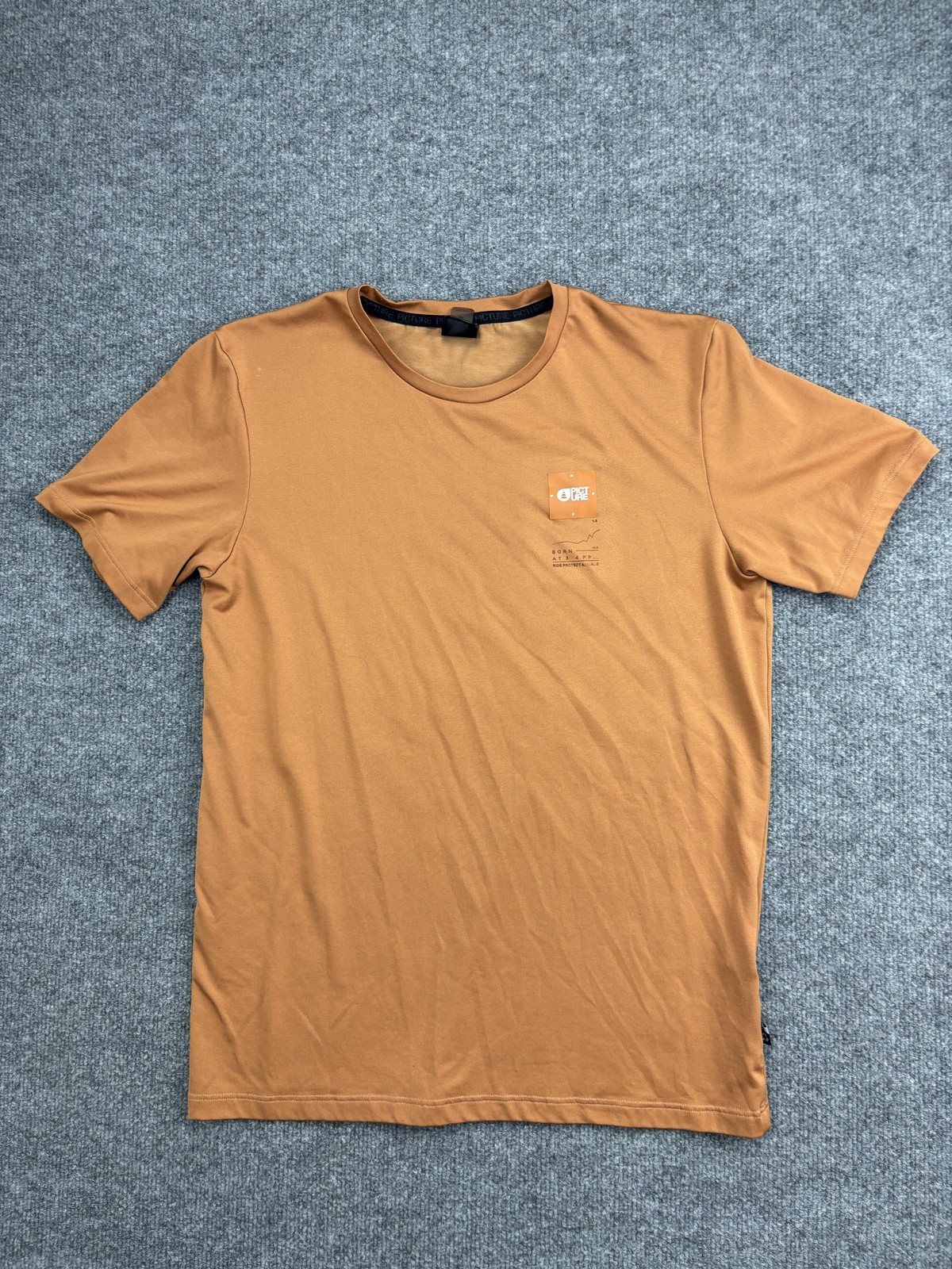 Picture Organic Clothing Shirt Mens Small Brown Recycled Blend Logo Tee Crewneck