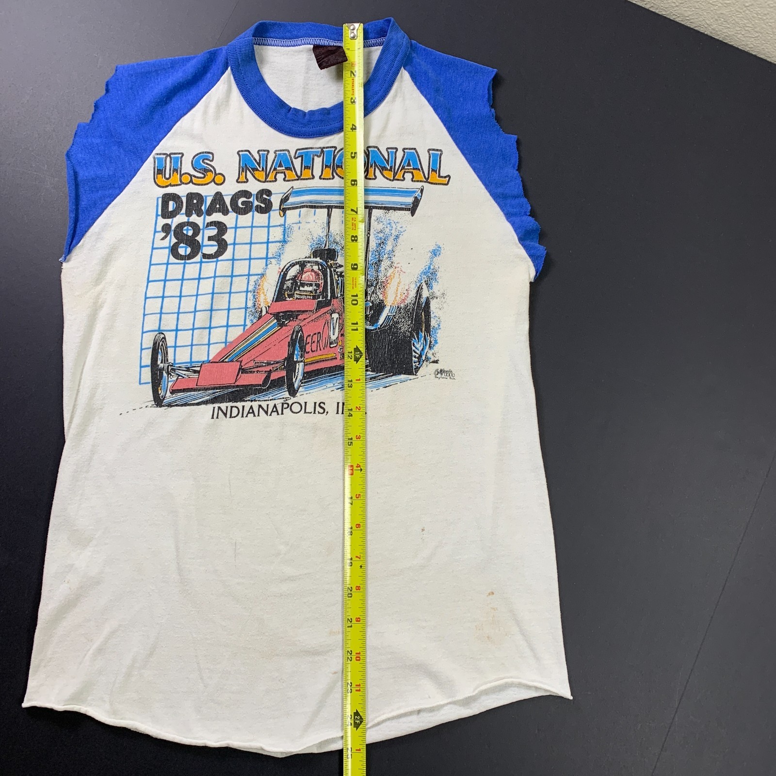 Vintage 1983 NHRA U.S. National Drags Racing T-Shirt Cut Off Tee Indianapolis S