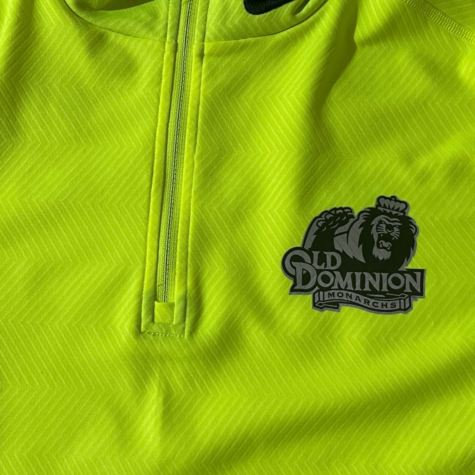 NWT Nike Pro Combat Dri-Fit Old Dominion Monarchs Chartreuse 1/4 Zip Pullover L