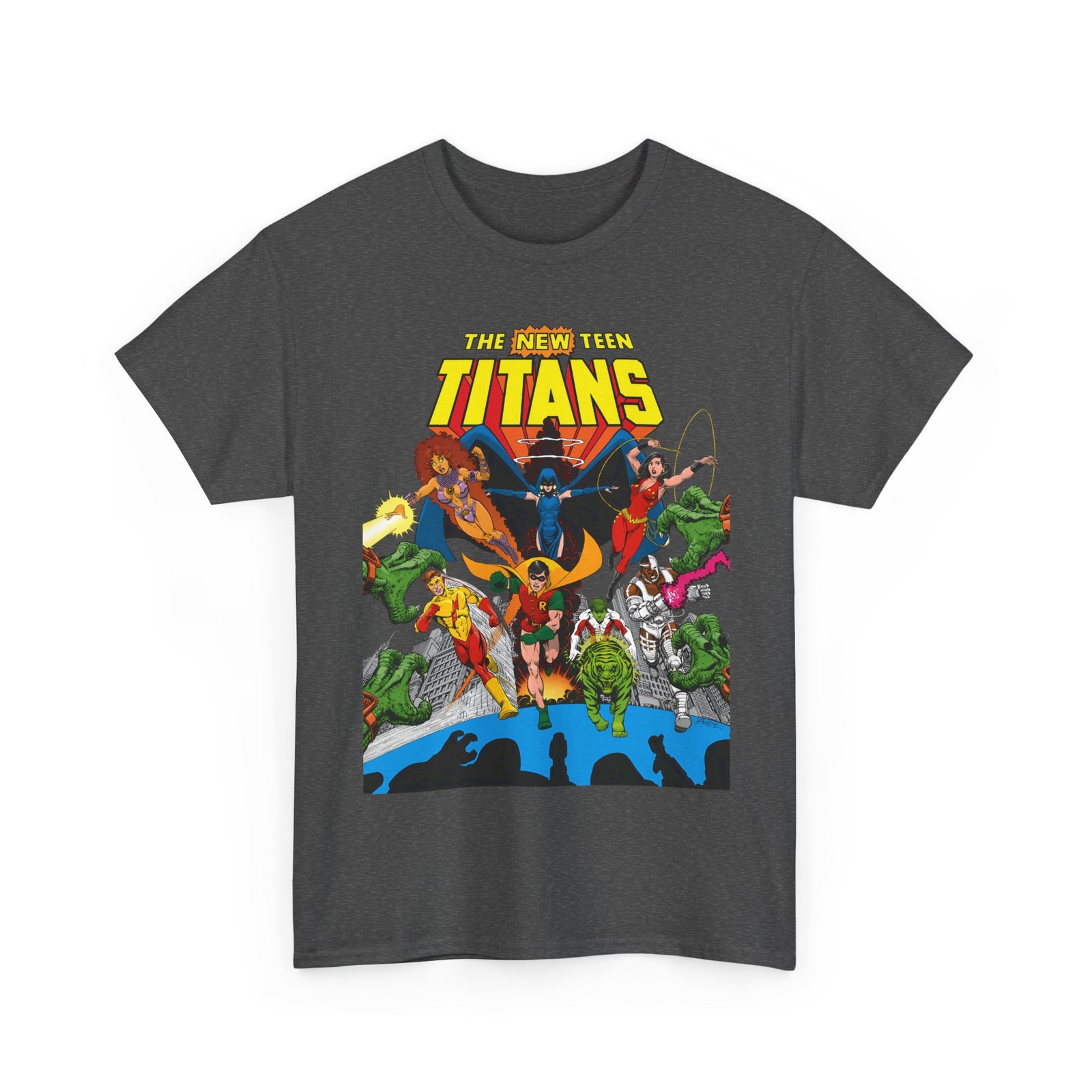 New Teen Titans T-Shirt George Perez DC Comics Cyborg Raven Vintage-Style Tee