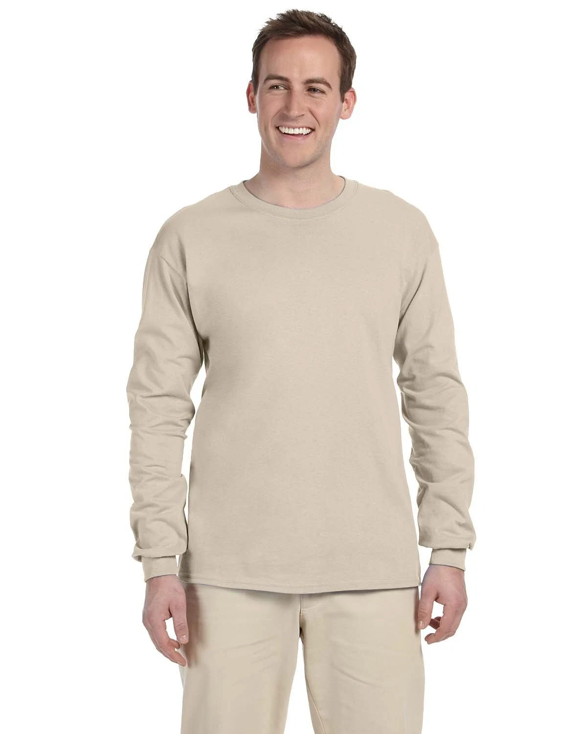 Gildan G240 Men’s Ultra Preshrunk Cotton Crew Neck Long Sleeve Tee Top T-Shirt