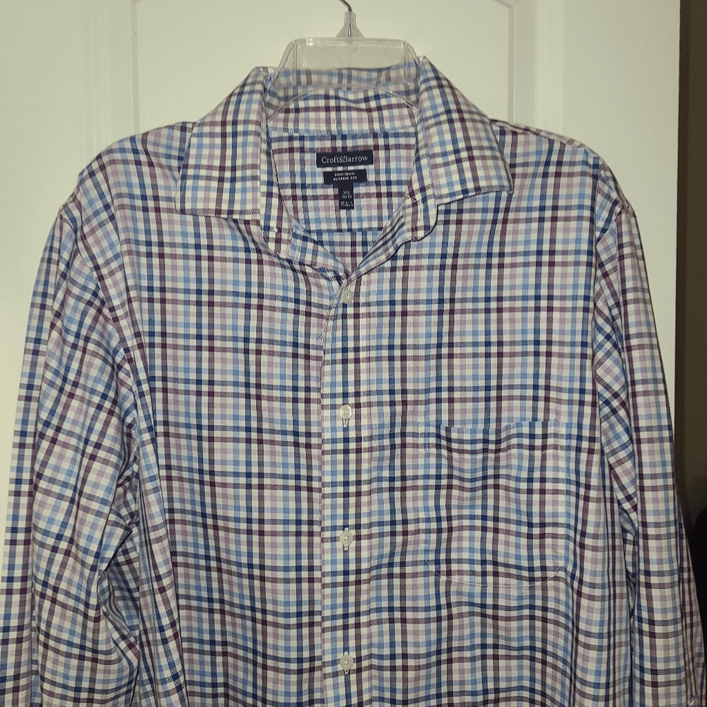 Croft & Borrow Purple Plaid Non Iron Men’s Button Down