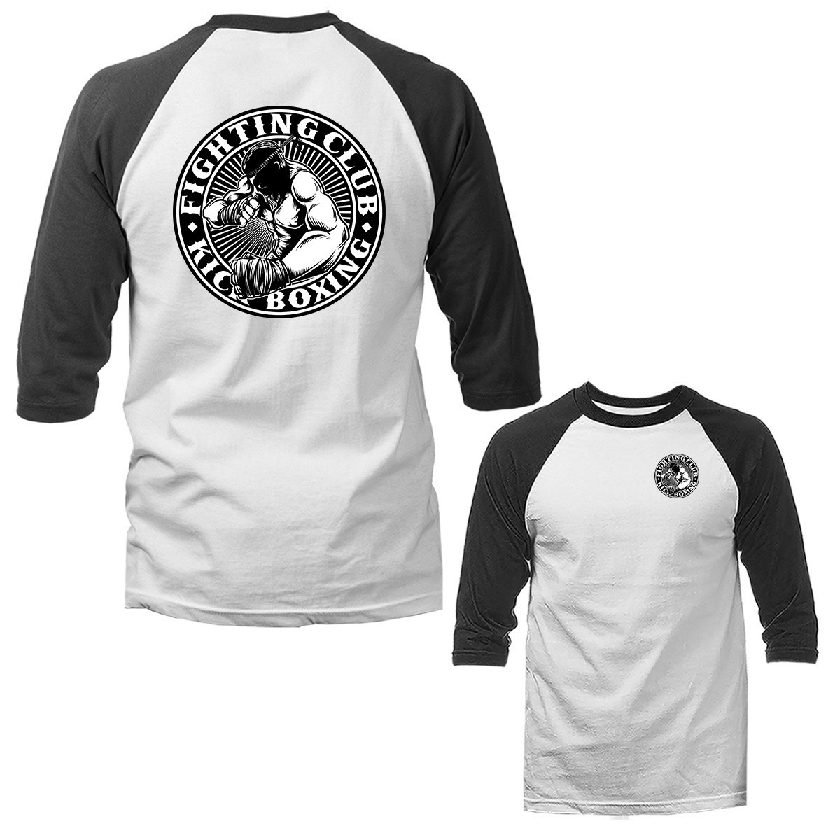 Fighting Club Muay Thai Kick Boxing Martial Arts 3/4 Sleeve Raglan
