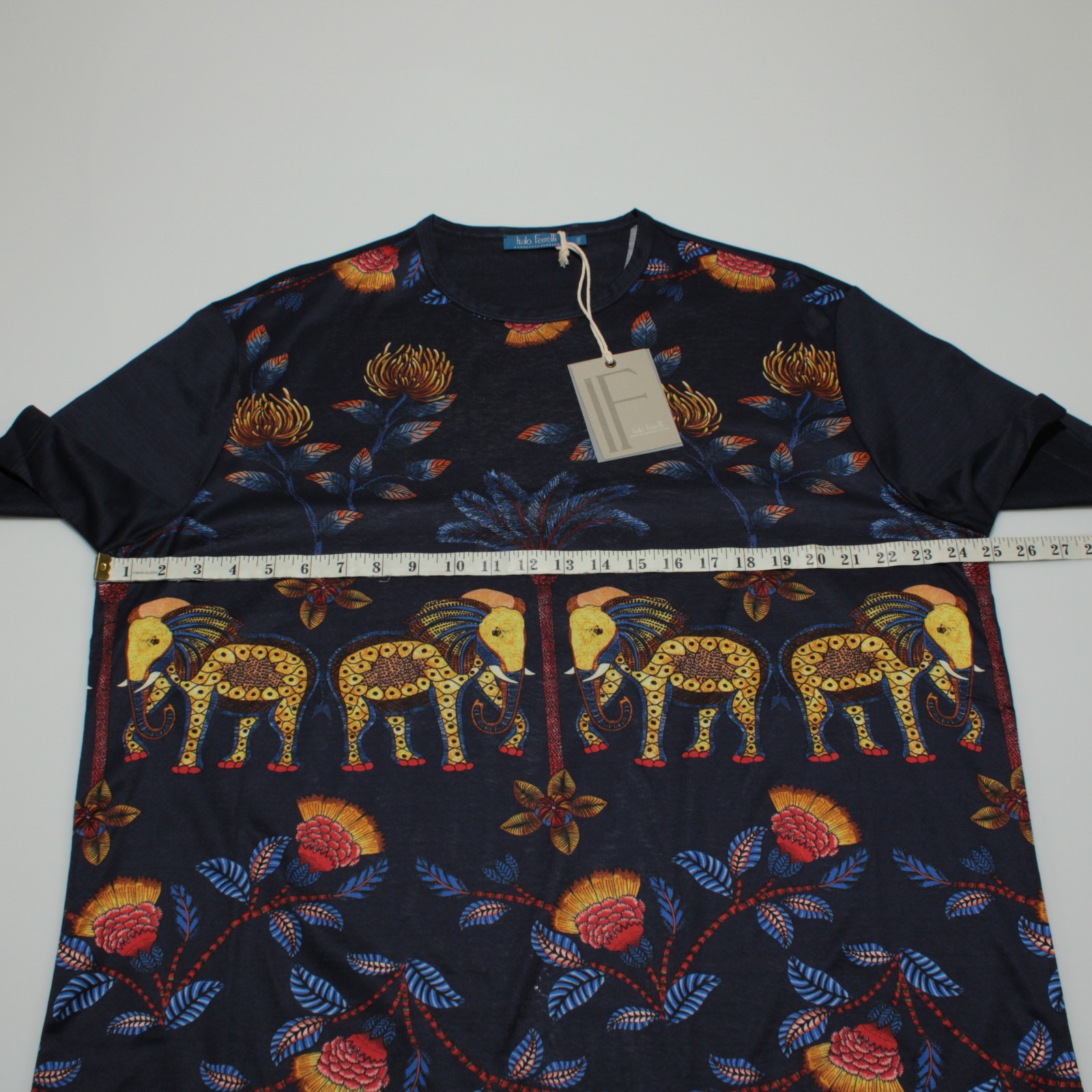 Italo Ferretti NWT Short Sleeve T-Shirt Sz XXL in Blue/Yellow/Multi 100% Cotton