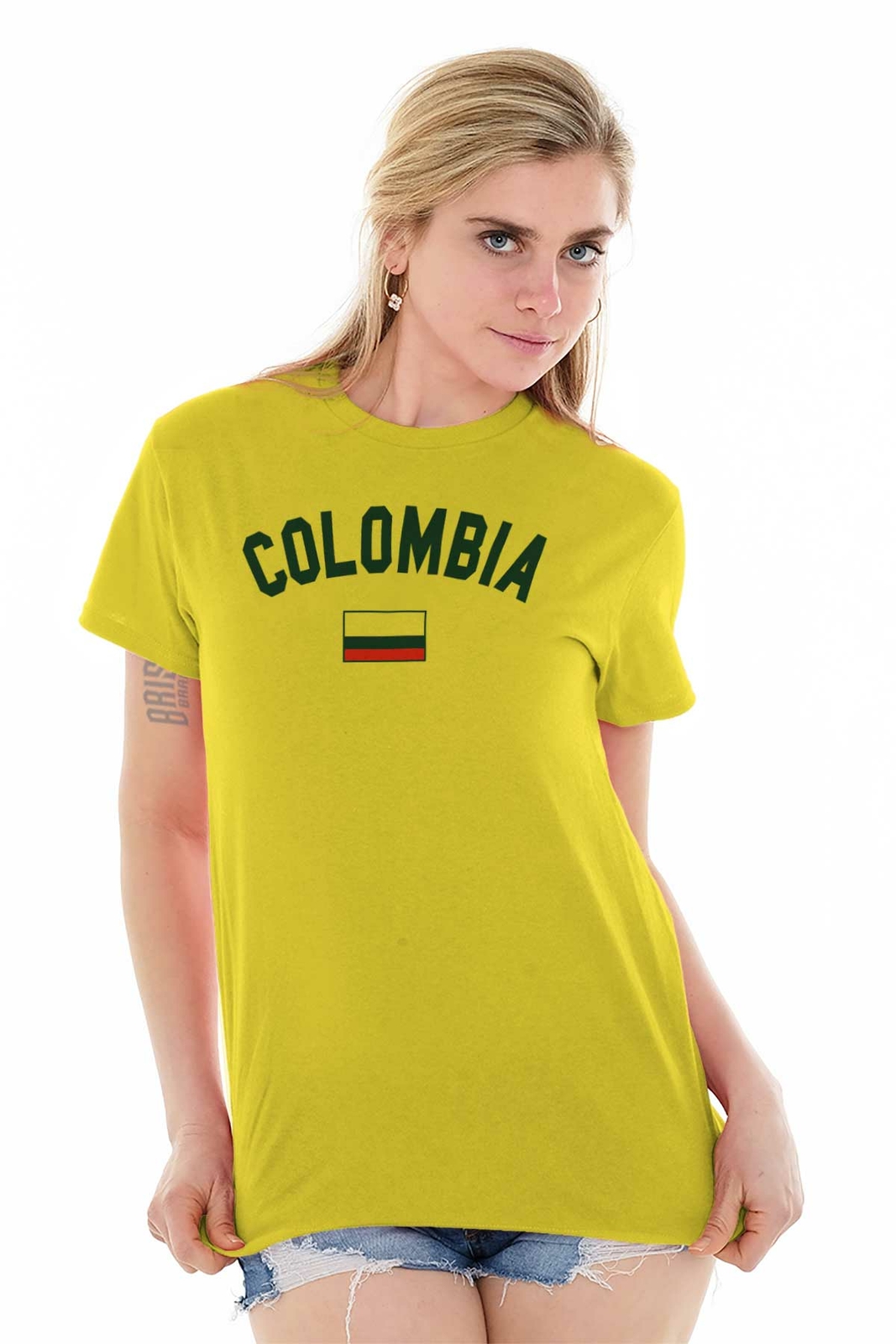 Colombia Country Flag National Pride Soccer Adult Short Sleeve Crewneck Tee