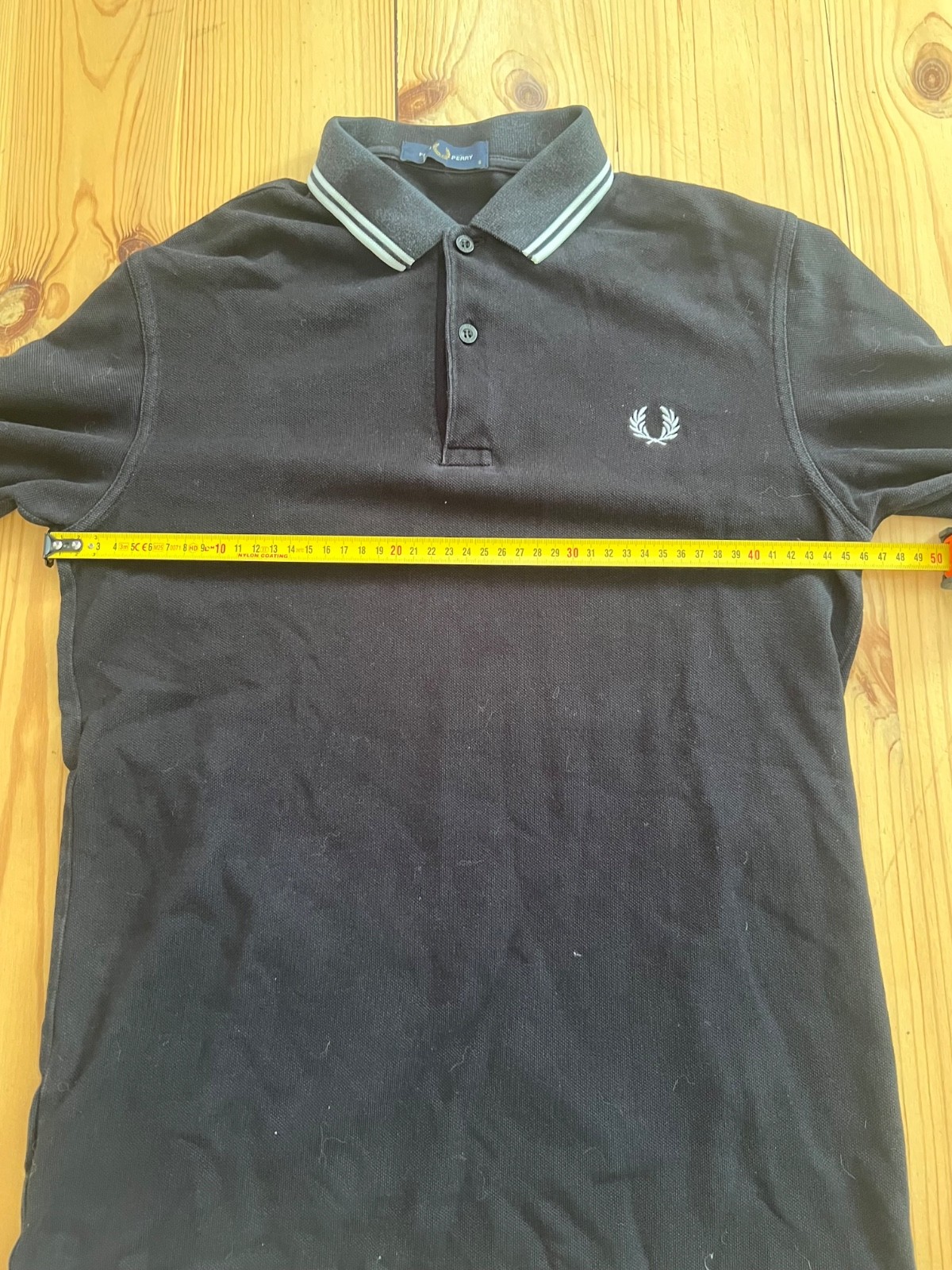 Fred Perry Henley Long Sleeve T-Shirt Buttons Men’s Size S Black 100% Cotton