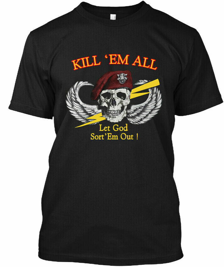 NWT Vintage Kill Em All Let God Sort Em Out 1985 Retro Logo T-Shirt Size S-4XL