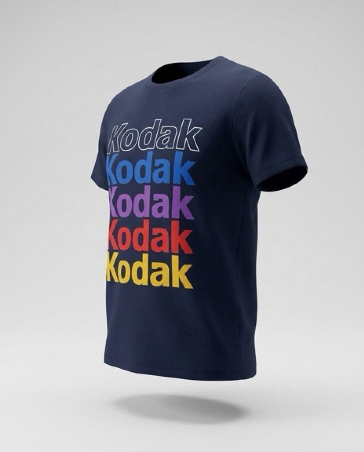 Kodak Shirt Mens M Black Short Sleeve Rainbow Logo Stacked Graphic